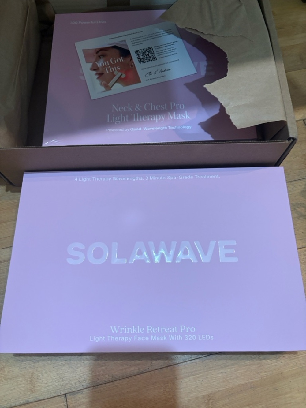 Solawave Pink Wrinkle Retreat Pro Light Therapy Face Mask and Neck piece